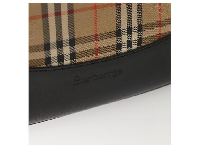 Autre Marque Bolsa de mão em lona bege com estampa Nova Check da Burberrys, dourada, autêntica BA1414 Dourado - vista 18