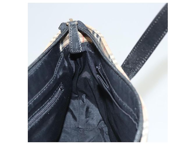 Autre Marque Bolsa de mão em lona bege com estampa Nova Check da Burberrys, dourada, autêntica BA1414 Dourado - vista 19
