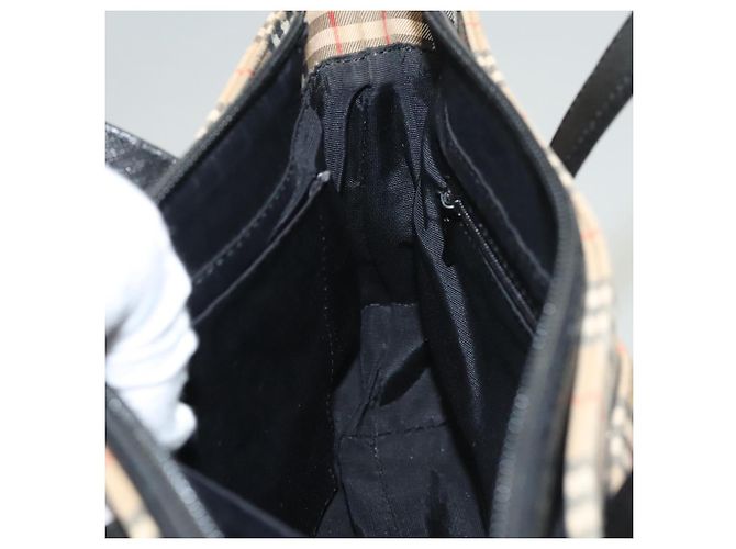 Autre Marque Bolsa de mão em lona bege com estampa Nova Check da Burberrys, dourada, autêntica BA1414 Dourado - vista 20
