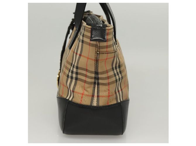 Autre Marque Bolsa de mão em lona bege com estampa Nova Check da Burberrys, dourada, autêntica BA1414 Dourado - vista 3