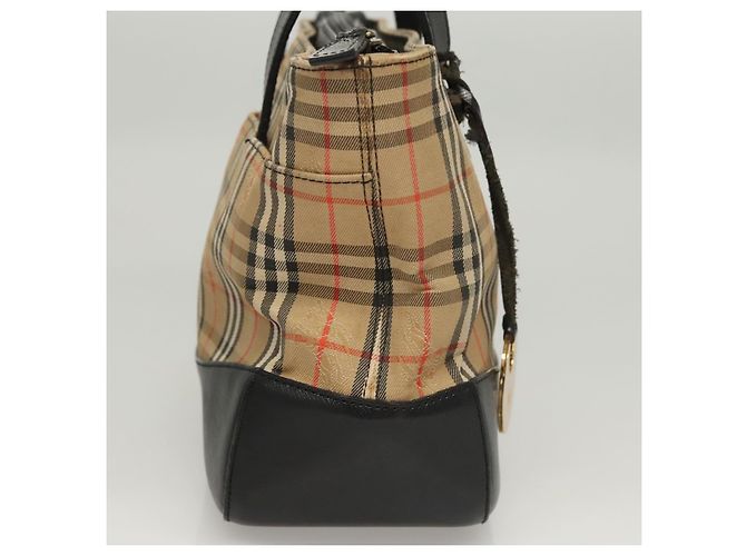 Autre Marque Bolsa de mão em lona bege com estampa Nova Check da Burberrys, dourada, autêntica BA1414 Dourado - vista 4
