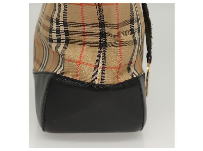 Autre Marque Bolsa de mão em lona bege com estampa Nova Check da Burberrys, dourada, autêntica BA1414 Dourado - vista 5