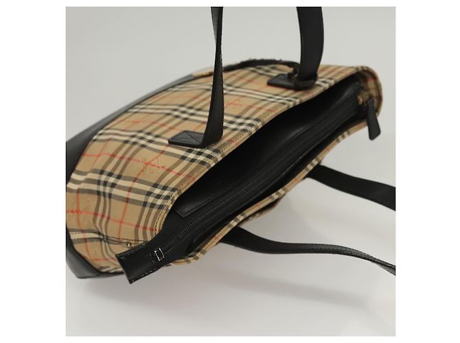 Autre Marque Bolsa de mão em lona bege com estampa Nova Check da Burberrys, dourada, autêntica BA1414 Dourado - vista 7