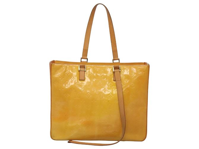 LOUIS VUITTON Borsa Tote Columbus Monogram Vernis Giallo Lime M91047 Auth th5893 D'oro - vista 13