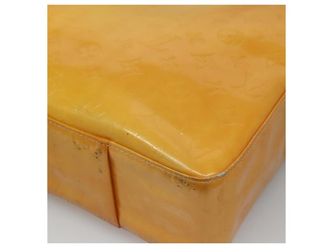 LOUIS VUITTON Borsa Tote Columbus Monogram Vernis Giallo Lime M91047 Auth th5893 D'oro - vista 14