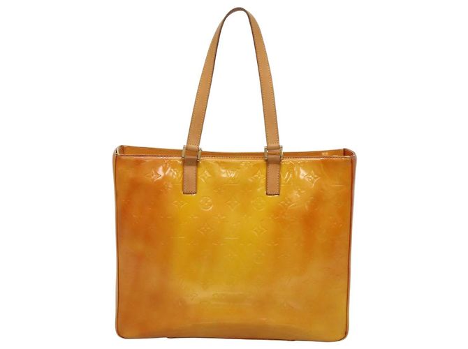 LOUIS VUITTON Borsa Tote Columbus Monogram Vernis Giallo Lime M91047 Auth th5893 D'oro - vista 2