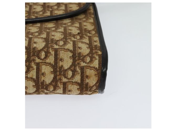 Borsa a spalla in tela Trotter Christian Dior marrone oro Auth 118537 D'oro - vista 14