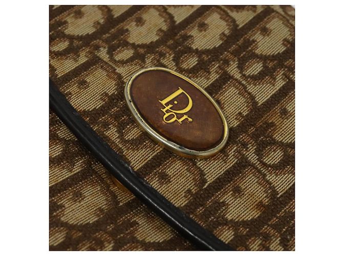 Borsa a spalla in tela Trotter Christian Dior marrone oro Auth 118537 D'oro - vista 17