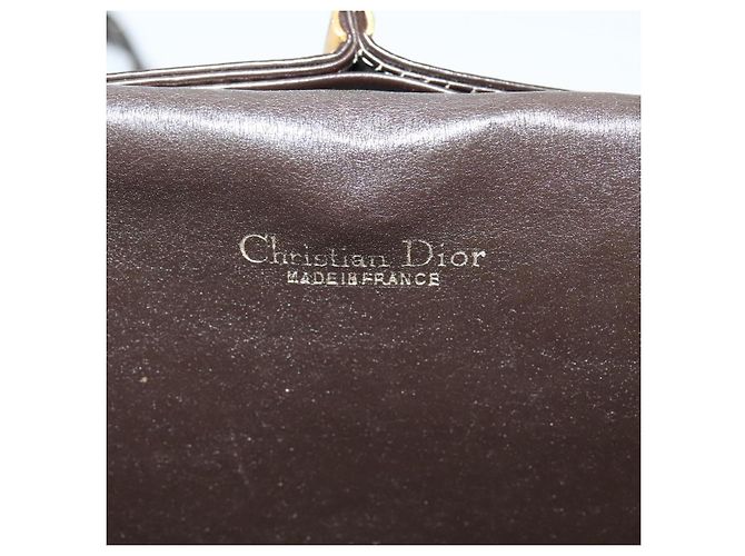 Borsa a spalla in tela Trotter Christian Dior marrone oro Auth 118537 D'oro - vista 18