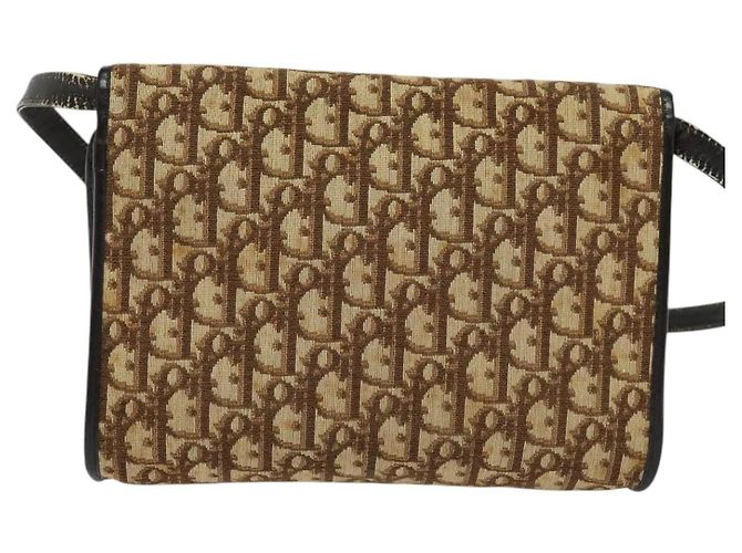 Borsa a spalla in tela Trotter Christian Dior marrone oro Auth 118537 D'oro - vista 2