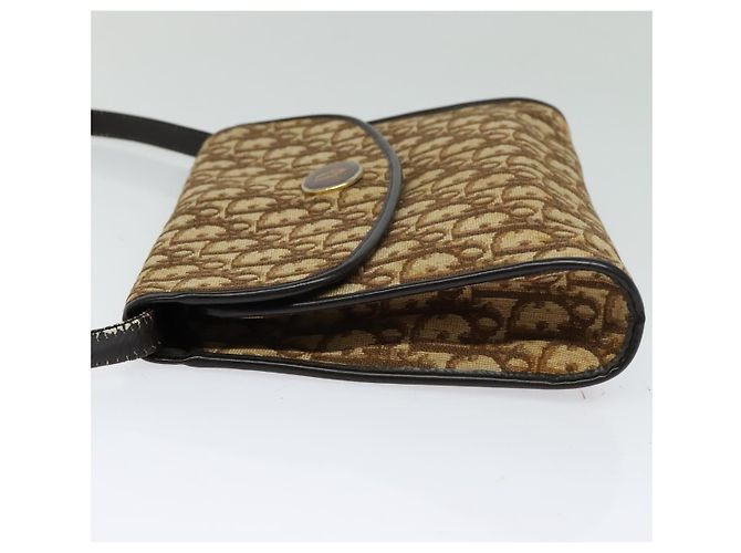 Borsa a spalla in tela Trotter Christian Dior marrone oro Auth 118537 D'oro - vista 3