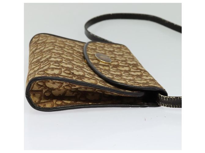 Borsa a spalla in tela Trotter Christian Dior marrone oro Auth 118537 D'oro - vista 4