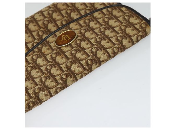 Borsa a spalla in tela Trotter Christian Dior marrone oro Auth 118537 D'oro - vista 6