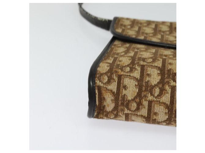 Borsa a spalla in tela Trotter Christian Dior marrone oro Auth 118537 D'oro - vista 9