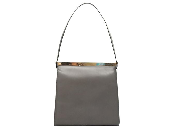 GUCCI Schultertasche aus braunem Leder mit Gold Auth 118429 Golden - Ansicht 13