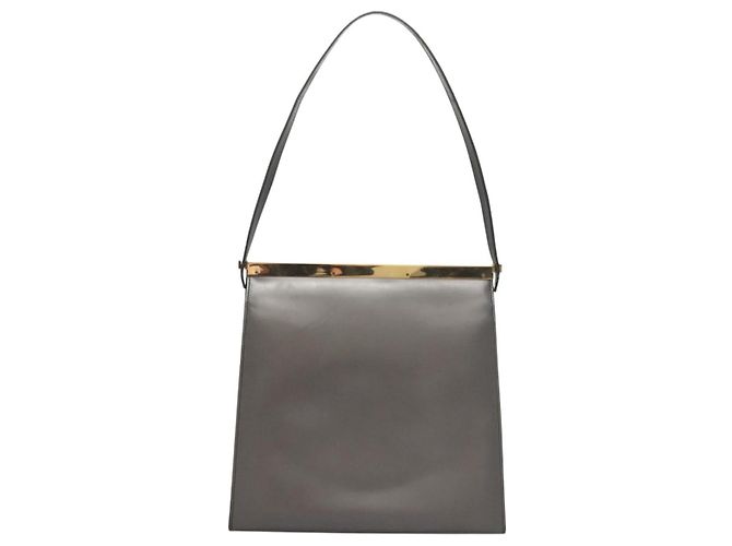 GUCCI Schultertasche aus braunem Leder mit Gold Auth 118429 Golden - Ansicht 2