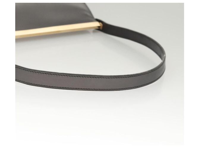 GUCCI Schultertasche aus braunem Leder mit Gold Auth 118429 Golden - Ansicht 7