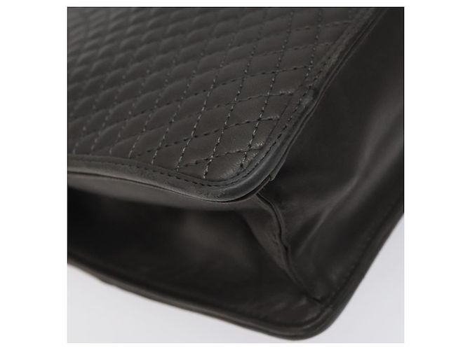 BALLY Bolsa de mão acolchoada de couro cinza dourado Auth BA1327 Marrom - vista 17