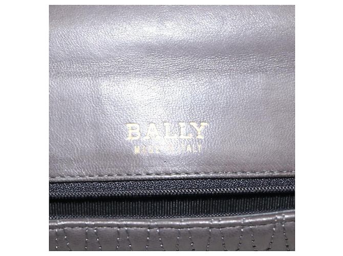 BALLY Bolsa de mão acolchoada de couro cinza dourado Auth BA1327 Marrom - vista 18