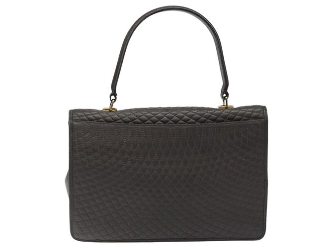 BALLY Bolsa de mão acolchoada de couro cinza dourado Auth BA1327 Marrom - vista 2
