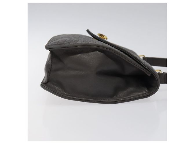 BALLY Bolsa de mão acolchoada de couro cinza dourado Auth BA1327 Marrom - vista 3