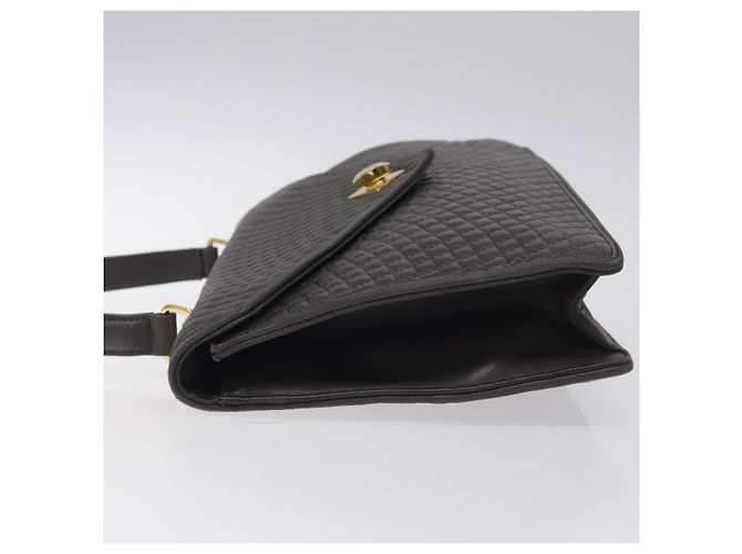 BALLY Bolsa de mão acolchoada de couro cinza dourado Auth BA1327 Marrom - vista 4