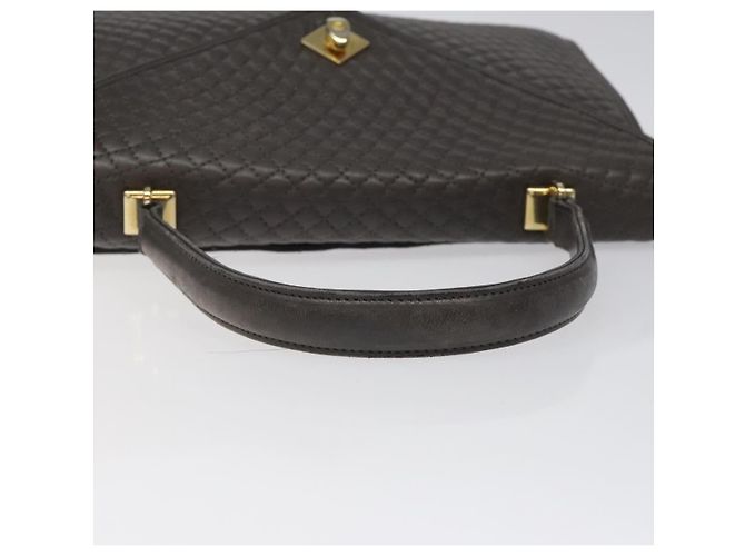 BALLY Bolsa de mão acolchoada de couro cinza dourado Auth BA1327 Marrom - vista 7