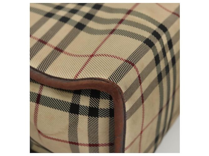Bolsa de mão em canvas bege com estampa Nova Check da BURBERRY Auth 120347 - vista 10