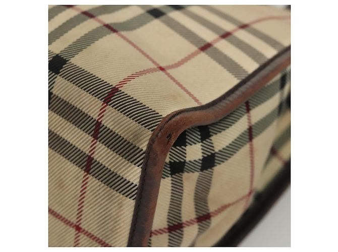 Bolsa de mão em canvas bege com estampa Nova Check da BURBERRY Auth 120347 - vista 14
