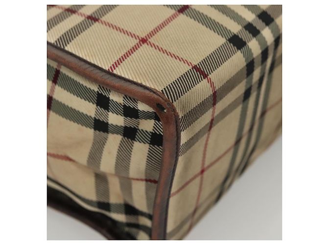 Bolsa de mão em canvas bege com estampa Nova Check da BURBERRY Auth 120347 - vista 15