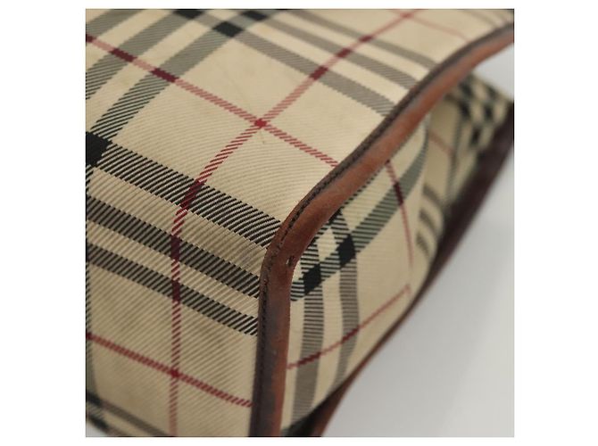 Bolsa de mão em canvas bege com estampa Nova Check da BURBERRY Auth 120347 - vista 16