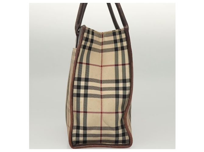 Bolsa de mão em canvas bege com estampa Nova Check da BURBERRY Auth 120347 - vista 3