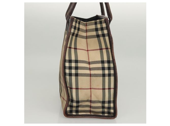Bolsa de mão em canvas bege com estampa Nova Check da BURBERRY Auth 120347 - vista 4