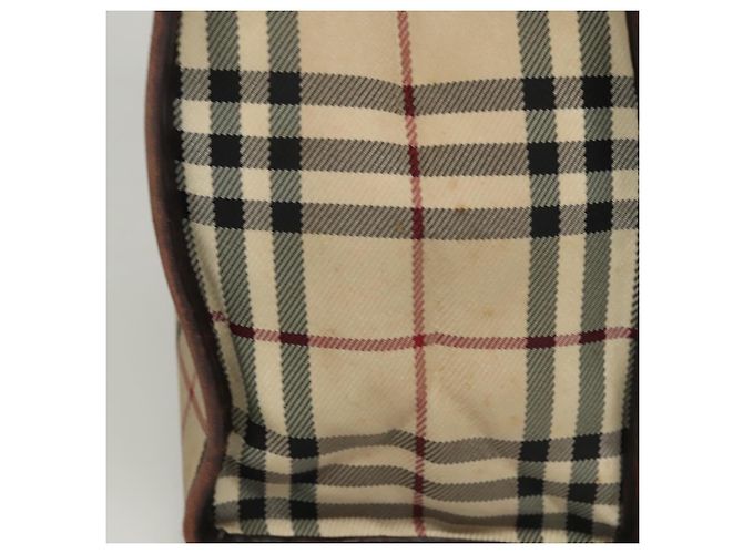 Bolsa de mão em canvas bege com estampa Nova Check da BURBERRY Auth 120347 - vista 5