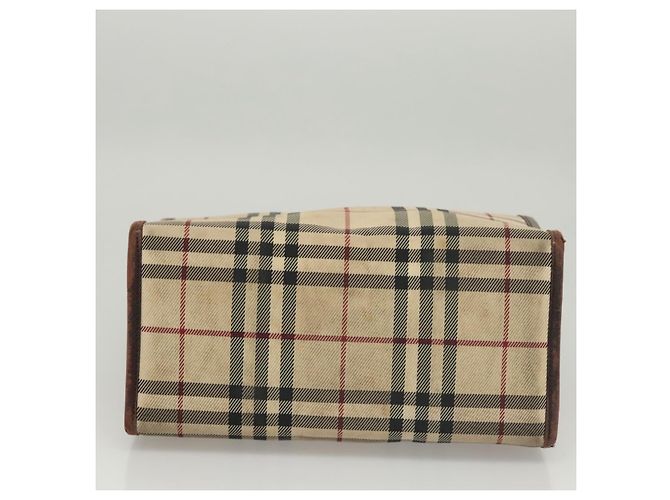 Bolsa de mão em canvas bege com estampa Nova Check da BURBERRY Auth 120347 - vista 6