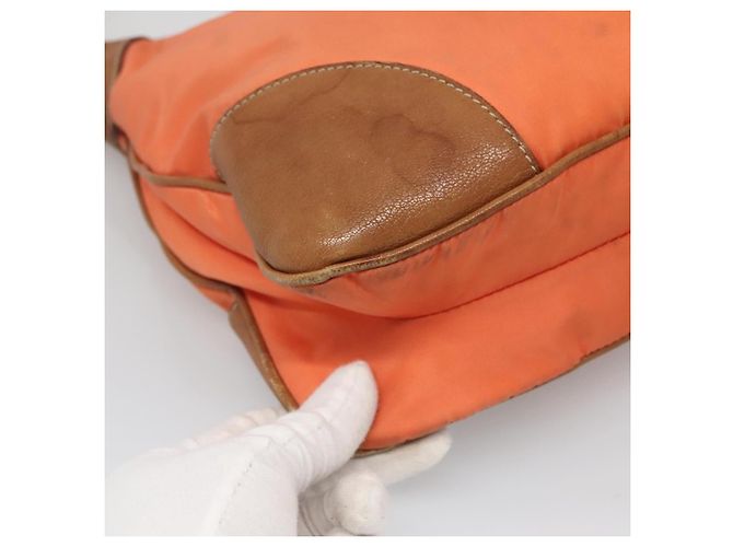 PRADA Schultertasche Nylon Orange Silber Authentisch bs24487 - Ansicht 14