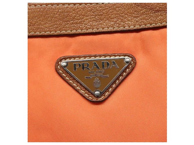 PRADA Schultertasche Nylon Orange Silber Authentisch bs24487 - Ansicht 17