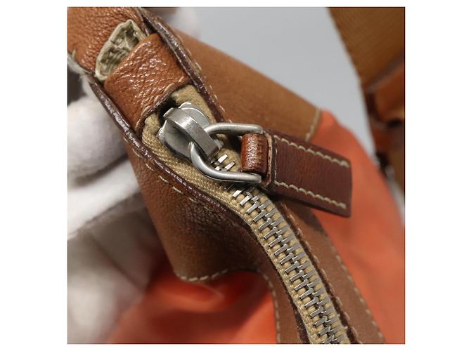 PRADA Schultertasche Nylon Orange Silber Authentisch bs24487 - Ansicht 18