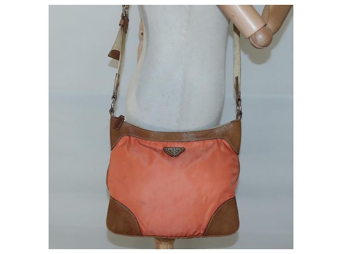 PRADA Schultertasche Nylon Orange Silber Authentisch bs24487 - Ansicht 23