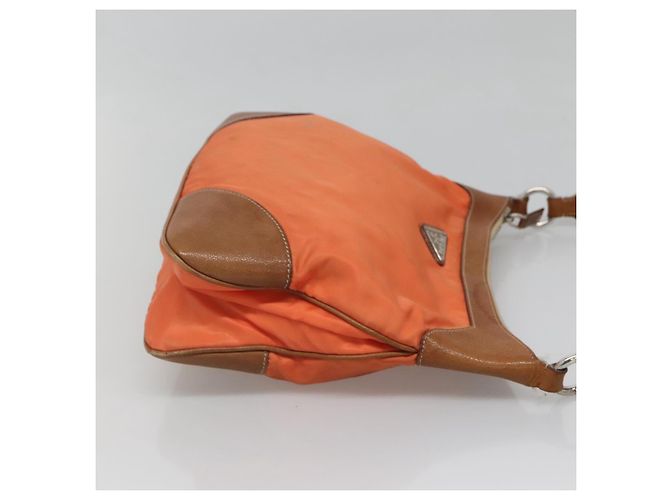 PRADA Schultertasche Nylon Orange Silber Authentisch bs24487 - Ansicht 3