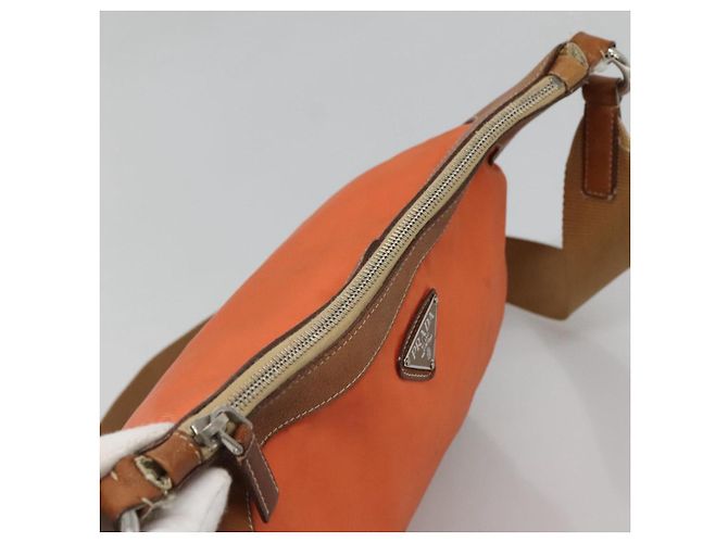 PRADA Schultertasche Nylon Orange Silber Authentisch bs24487 - Ansicht 6