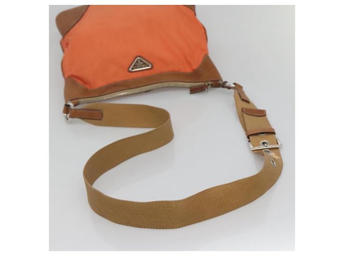 PRADA Schultertasche Nylon Orange Silber Authentisch bs24487 - Ansicht 7