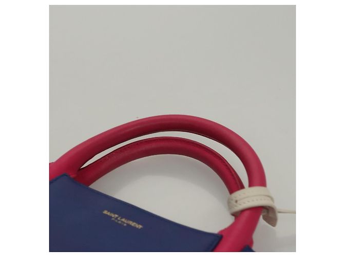 SAINT LAURENT Cabas Rive Gauche Borsa a mano in pelle blu GNR400413 Auth bs24669 - vista 14