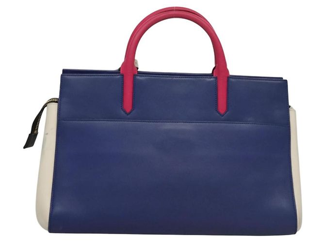 SAINT LAURENT Cabas Rive Gauche Borsa a mano in pelle blu GNR400413 Auth bs24669 - vista 2