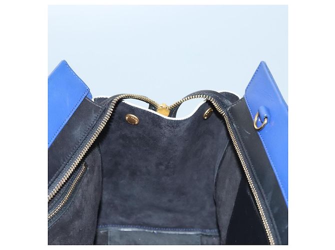 SAINT LAURENT Cabas Rive Gauche Borsa a mano in pelle blu GNR400413 Auth bs24669 - vista 20