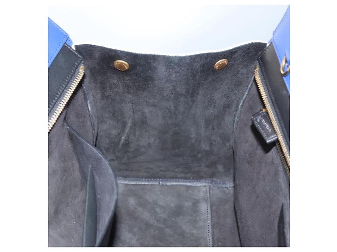 SAINT LAURENT Cabas Rive Gauche Borsa a mano in pelle blu GNR400413 Auth bs24669 - vista 21