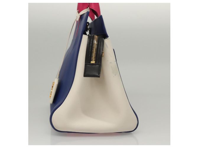 SAINT LAURENT Cabas Rive Gauche Borsa a mano in pelle blu GNR400413 Auth bs24669 - vista 4