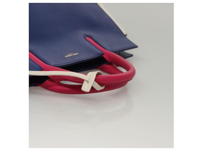 SAINT LAURENT Cabas Rive Gauche Borsa a mano in pelle blu GNR400413 Auth bs24669 - vista 8