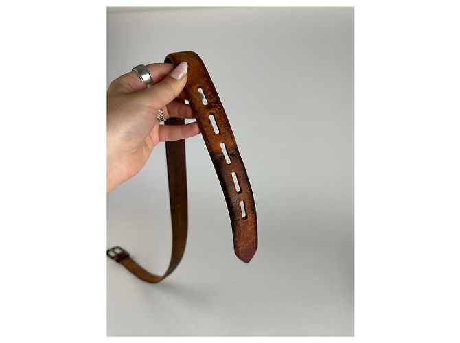 Vintage Issey Miyake Ledergürtel braun Orange - Ansicht 3