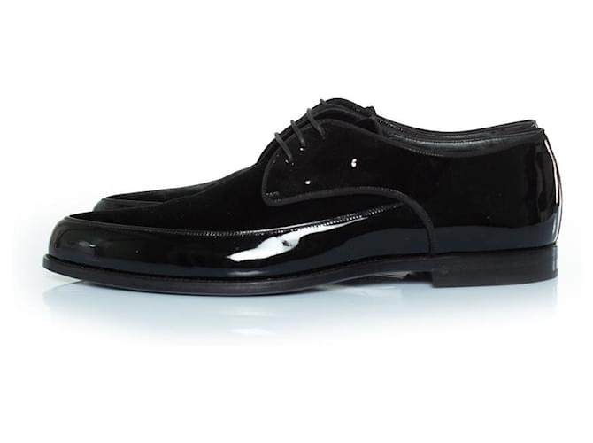 Saint Laurent, Derby con lacci in vernice e camoscio Nero - vista 2